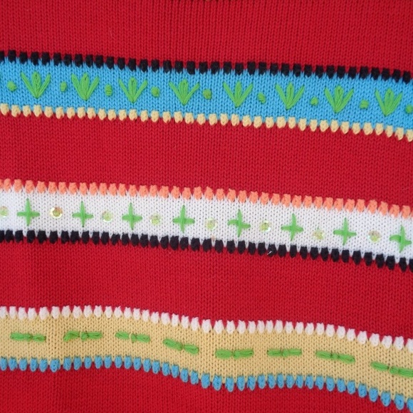 VINTAGE embroidered & sequin detail 90s sweater - Picture 4 of 10